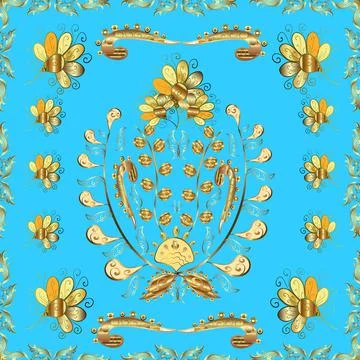 Seamless oriental classic golden pattern. Vector abstract background with golden Stock Illustration