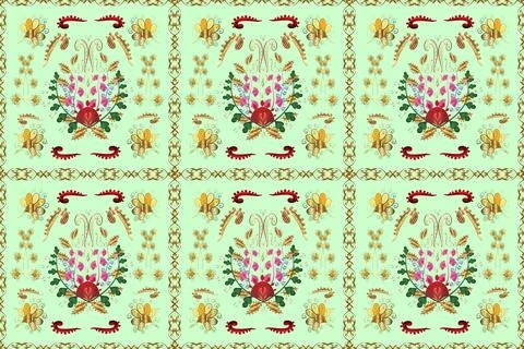Seamless oriental classic golden pattern. Abstract background with golden repeat Illustrazione stock