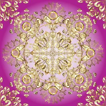 Seamless oriental classic golden pattern. Vector abstract background with golden Stock Illustration