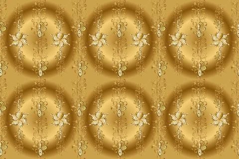 Seamless oriental classic golden pattern. Abstract background with golden repeat Illustrazione stock