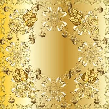 Seamless oriental classic golden pattern. Abstract background with golden repeat Illustrazione stock
