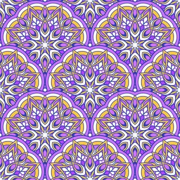 Seamless oriental floral pattern. Repeating geometric tiles with mandala. Stock Illustration
