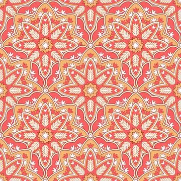 Seamless oriental floral pattern. Repeating geometric tiles with mandala. Illustrazione stock