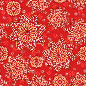Seamless oriental floral pattern. Repeating geometric tiles with mandala. Stock Illustration