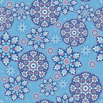 Seamless oriental floral pattern. Repeating geometric tiles with mandala. 스톡 일러스트