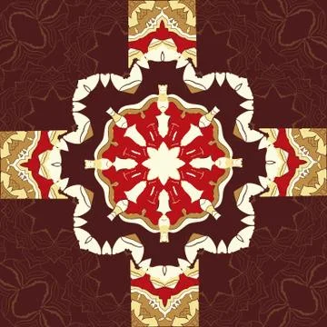 Seamless oriental ornamental pattern in brown color. Vector decorative back.. Stock Illustration