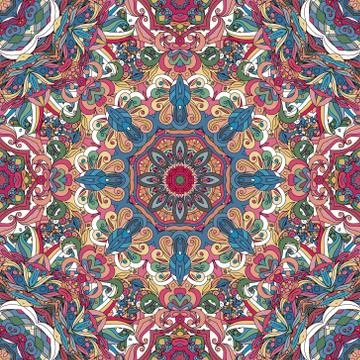 Seamless oriental ornamental pattern. Vector laced decorative background with Stock Illustration