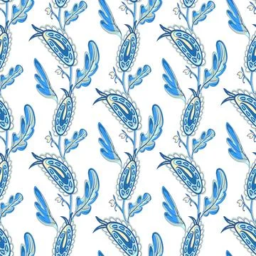 Seamless oriental pattern with stylized leaves and flowers. Illustrazione stock