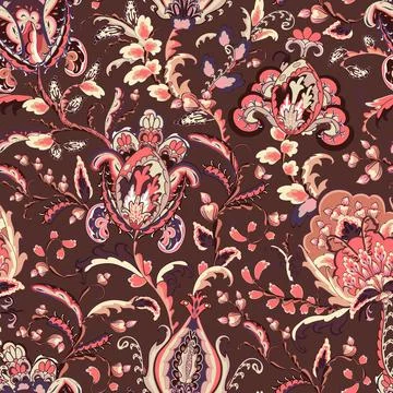 Seamless oriental pattern with stylized leaves and flowers. Floral ornament. Stockillustratie