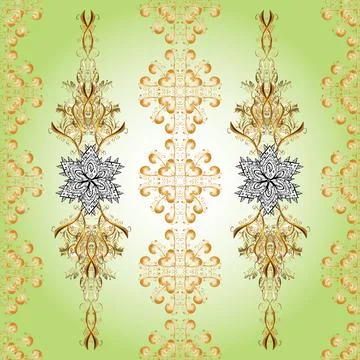 Seamless Oriental vector cute pattern with arabesques and floral elements. Vecto Stock Illustration