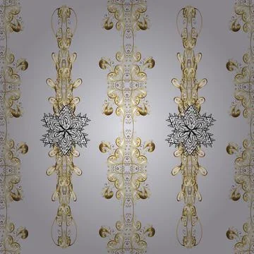 Seamless Oriental vector cute pattern with arabesques and floral elements. Vinta Stock Illustration