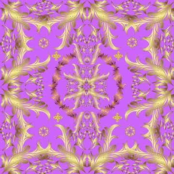 Seamless Oriental vector cute pattern with arabesques and floral elements. Vecto Stock Illustration