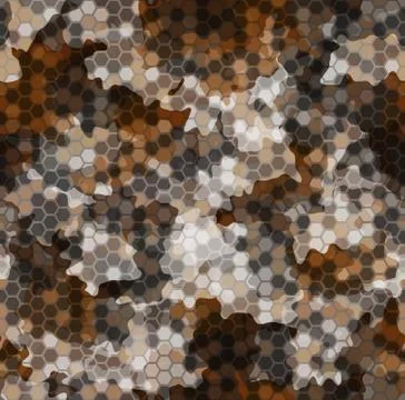 Seamless ornament pattern with halftone hex cells in linear style イラスト素材