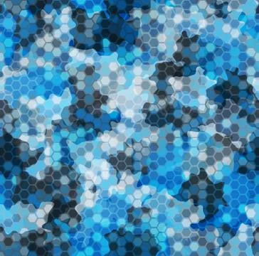 Seamless ornament pattern with halftone hex cells in linear style Stock Illustration