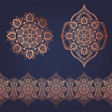 Seamless ornament set Stock Illustration