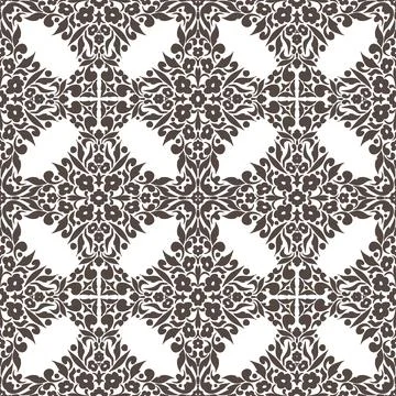 Seamless Ornamental Lace Pattern Vector Hand Drawn Vintage Decorative Floral  库存插图