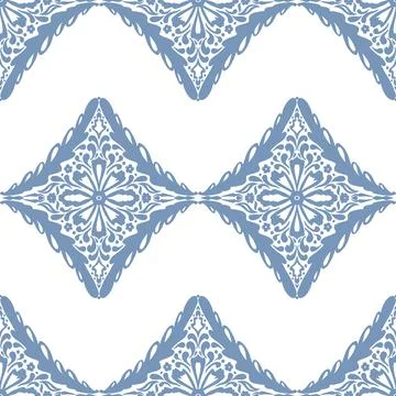 Seamless Ornamental Lace Pattern Vector Hand Drawn Vintage Decorative Floral  库存插图