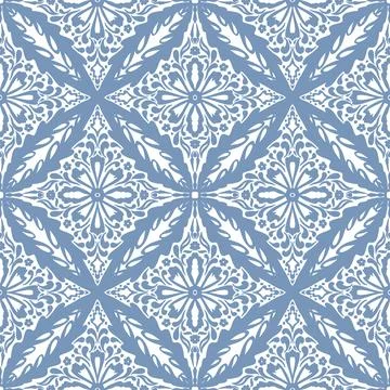 Seamless Ornamental Lace Pattern Vector Hand Drawn Vintage Decorative Floral  库存插图