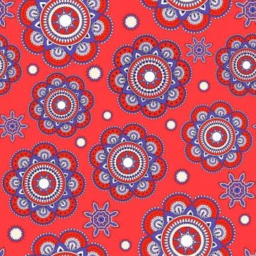 Seamless ornamental oriental mandala pattern. Laced decorative background Stock Illustration