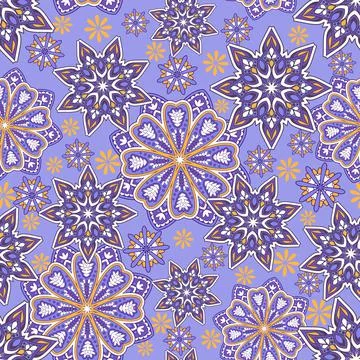 Seamless ornamental oriental pattern. Laced tiles with floral mandala. 스톡 일러스트