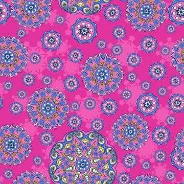 Seamless ornamental oriental pattern with mandala. Illustrazione stock