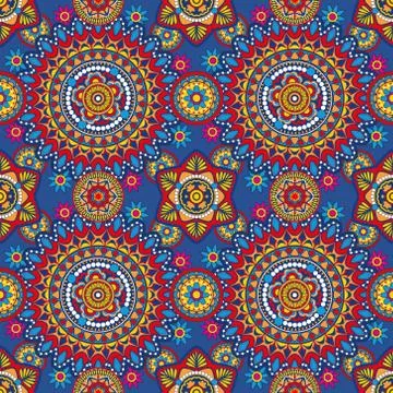 Seamless ornamental oriental pattern. Repeating geometric tiles with mandala. Stock Illustration