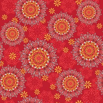 Seamless ornamental oriental pattern. Repeating geometric tiles with mandala. Stock Illustration