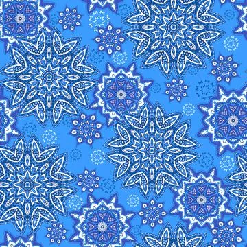 Seamless ornamental oriental pattern. Repeating geometric tiles with mandala. Stock Illustration