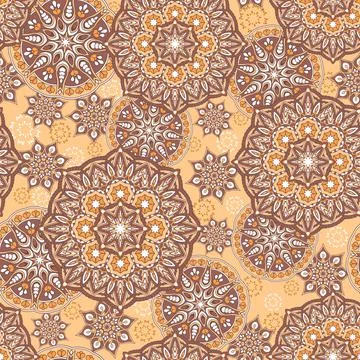 Seamless ornamental oriental pattern. Repeating geometric tiles with mandala. Stock Illustration