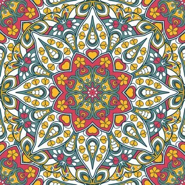 Seamless ornamental oriental pattern. Repeating geometric tiles with mandala 스톡 일러스트