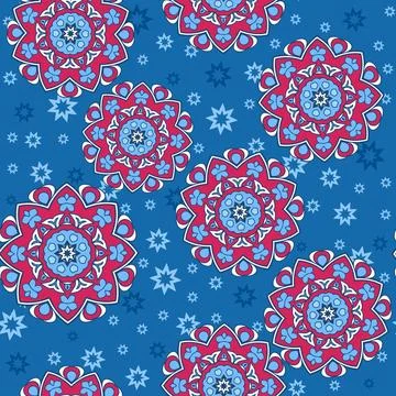 Seamless ornamental oriental pattern. Repeating geometric tiles with mandala Illustrazione stock