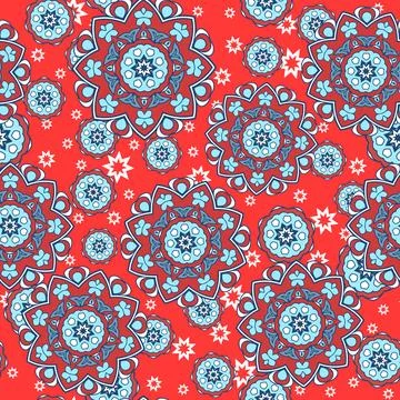 Seamless ornamental oriental pattern. Repeating geometric tiles with mandala Illustrazione stock