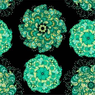 Seamless ornamental pattern with circle pattern elements in green and marine Stockillustratie