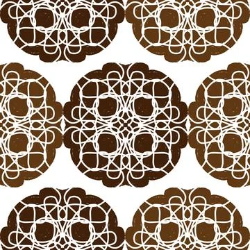 Seamless ornamental pattern in hand drawn textured style. Symmetrical decorat Ilustración de archivo