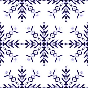Seamless ornamental pattern in hand drawn textured style. Symmetrical decorat Stock Illustration