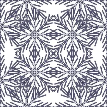 Seamless ornamental pattern in hand drawn textured style. Symmetrical decorat Stock Illustration