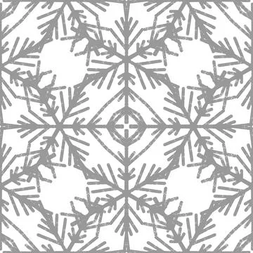 Seamless ornamental pattern in hand drawn textured style. Symmetrical decorat Stock Illustration