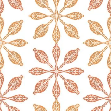 Seamless ornamental pattern in hand drawn textured style. Symmetrical decorat Stockillustratie