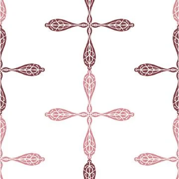 Seamless ornamental pattern in hand drawn textured style. Symmetrical decorat Stock Illustration
