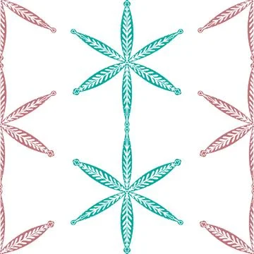 Seamless ornamental pattern in hand drawn textured style. Symmetrical decorat Stock Illustration