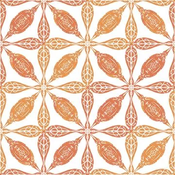 Seamless ornamental pattern in hand drawn textured style. Symmetrical decorat Stock Illustration