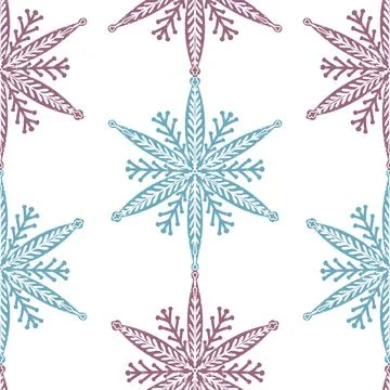 Seamless ornamental pattern in hand drawn textured style. Symmetrical decorat Stock Illustration