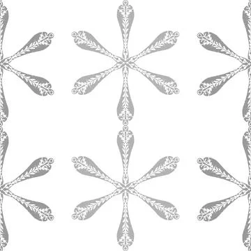Seamless ornamental pattern in hand drawn textured style. Symmetrical decorat Stock Illustration