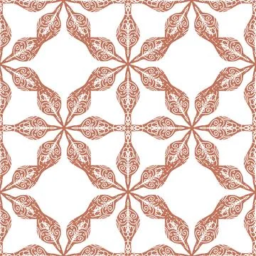 Seamless ornamental pattern in hand drawn textured style. Symmetrical decorat Stock Illustration