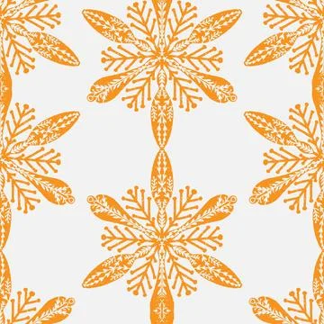 Seamless ornamental pattern in hand drawn textured style. Symmetrical decorat Stock Illustration