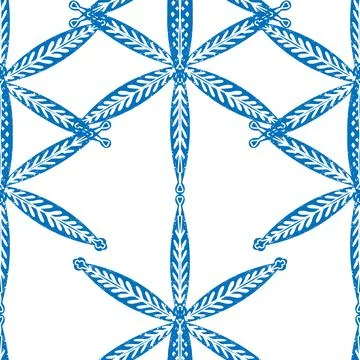 Seamless ornamental pattern in hand drawn textured style. Symmetrical decorat Stock Illustration