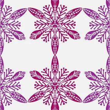 Seamless ornamental pattern in hand drawn textured style. Symmetrical decorat Stock Illustration
