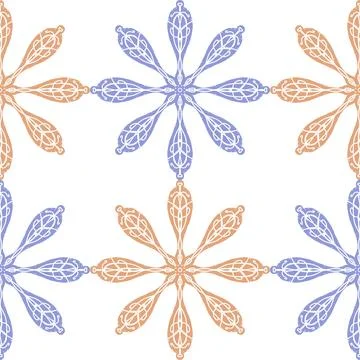 Seamless ornamental pattern in hand drawn textured style. Symmetrical decorat Stock Illustration