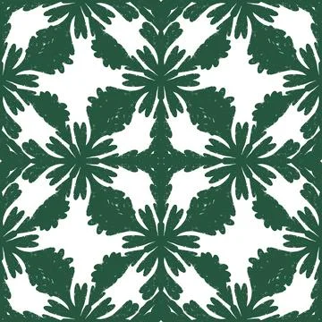 Seamless ornamental pattern in hand drawn textured style. Symmetrical decorat Stock Illustration