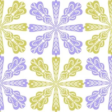 Seamless ornamental pattern in hand drawn textured style. Symmetrical decorat Stock Illustration